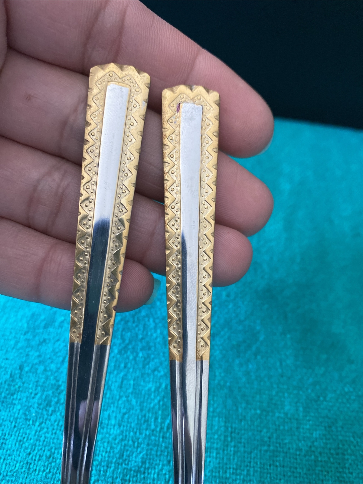 New 4 SOLIGEN GERMANY 18/10 Stainless & GOLD Accent Flatware Forks