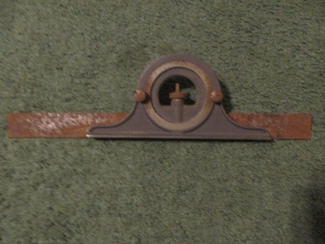 Vintage 12" Machinist Square Protractor w/ Rule + Level