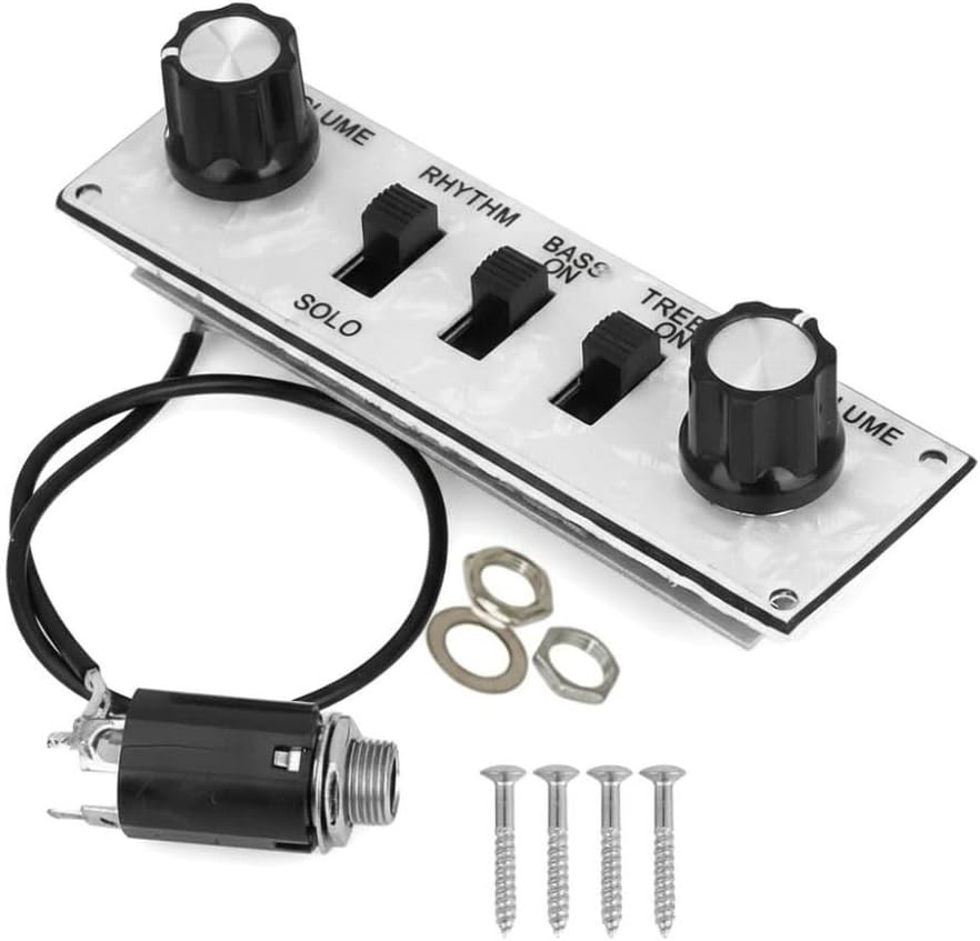 White Pearl Violin Bass Prewired Control Plate Kit