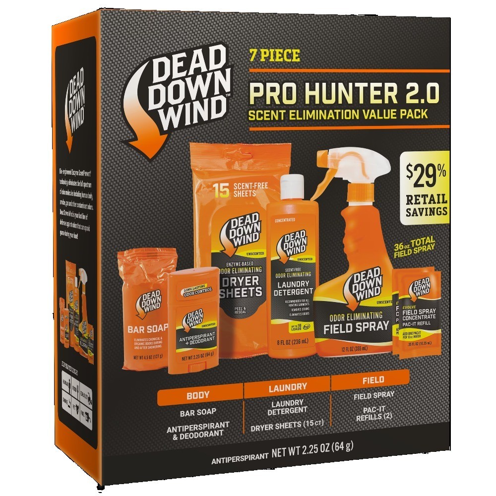 Pro Hunter 2.0 7-Piece Scent Elimination Kit for Body Clothing and Field Use