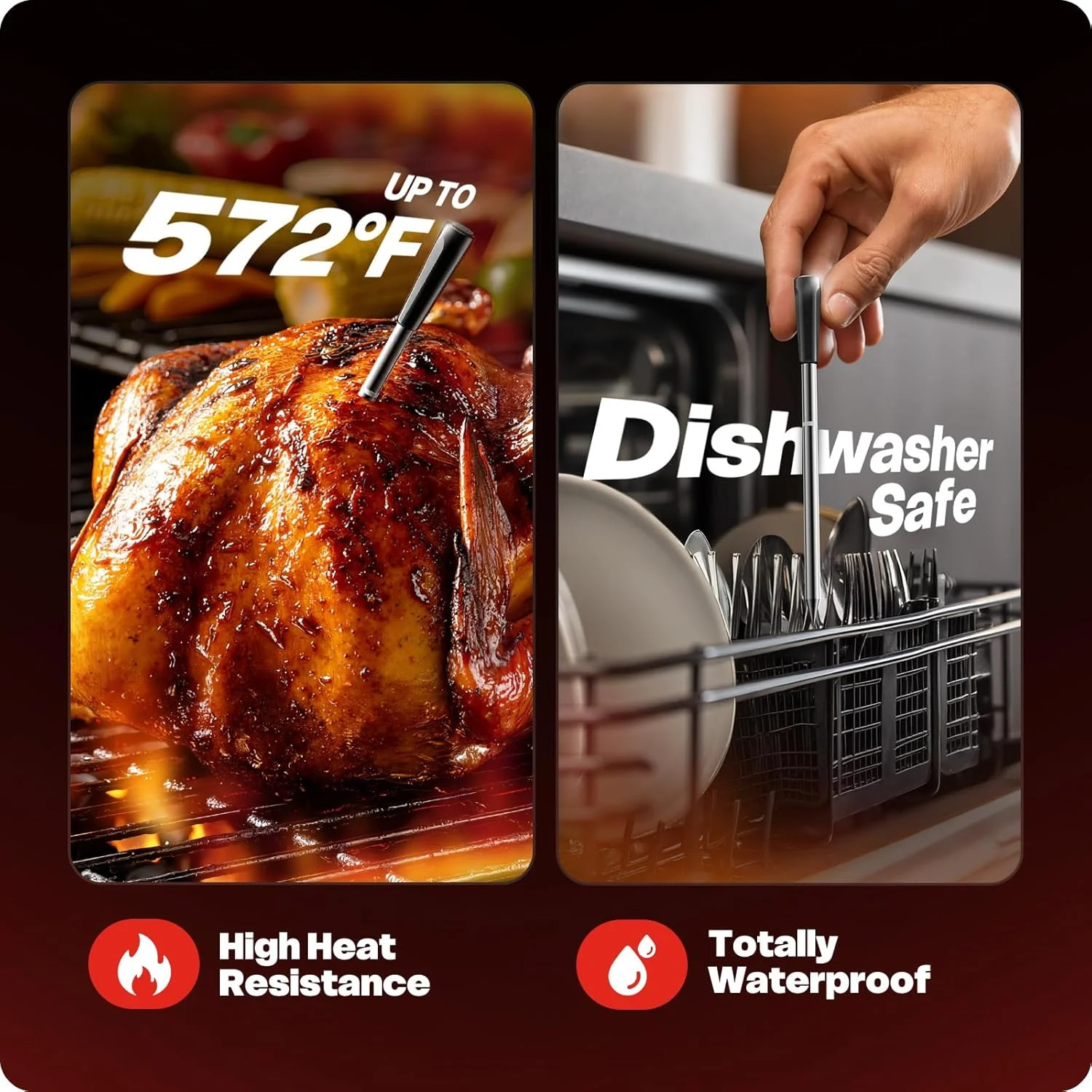 Smart Bluetooth Wireless Meat Thermometer Digital, 6 Accuracy Sensors, 0.5S Inst