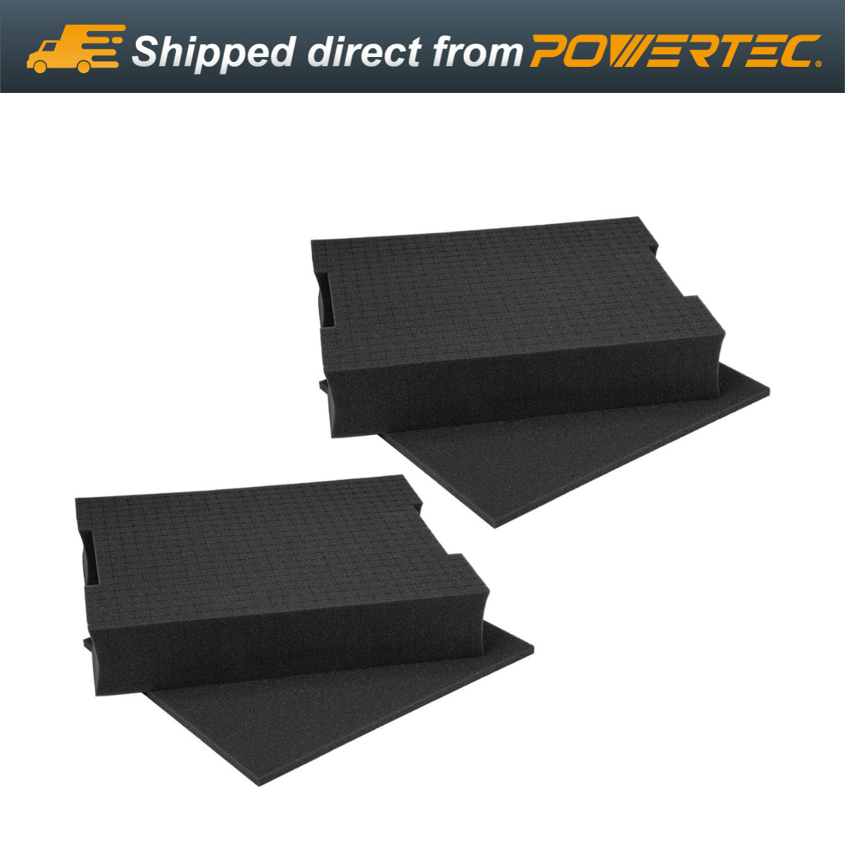 POWERTEC Pre-Cut Foam Insert ?V 100% Customizable Inlay Material, 2PK