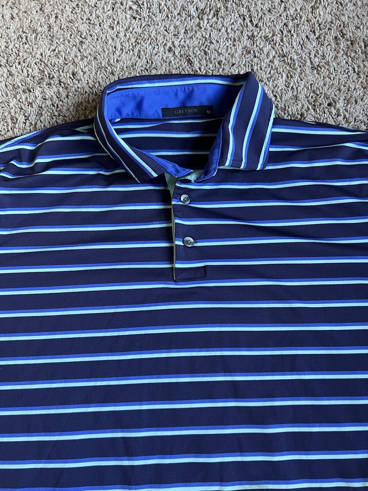 Greyson Golf Polo Shirt Blue XL Stripes
