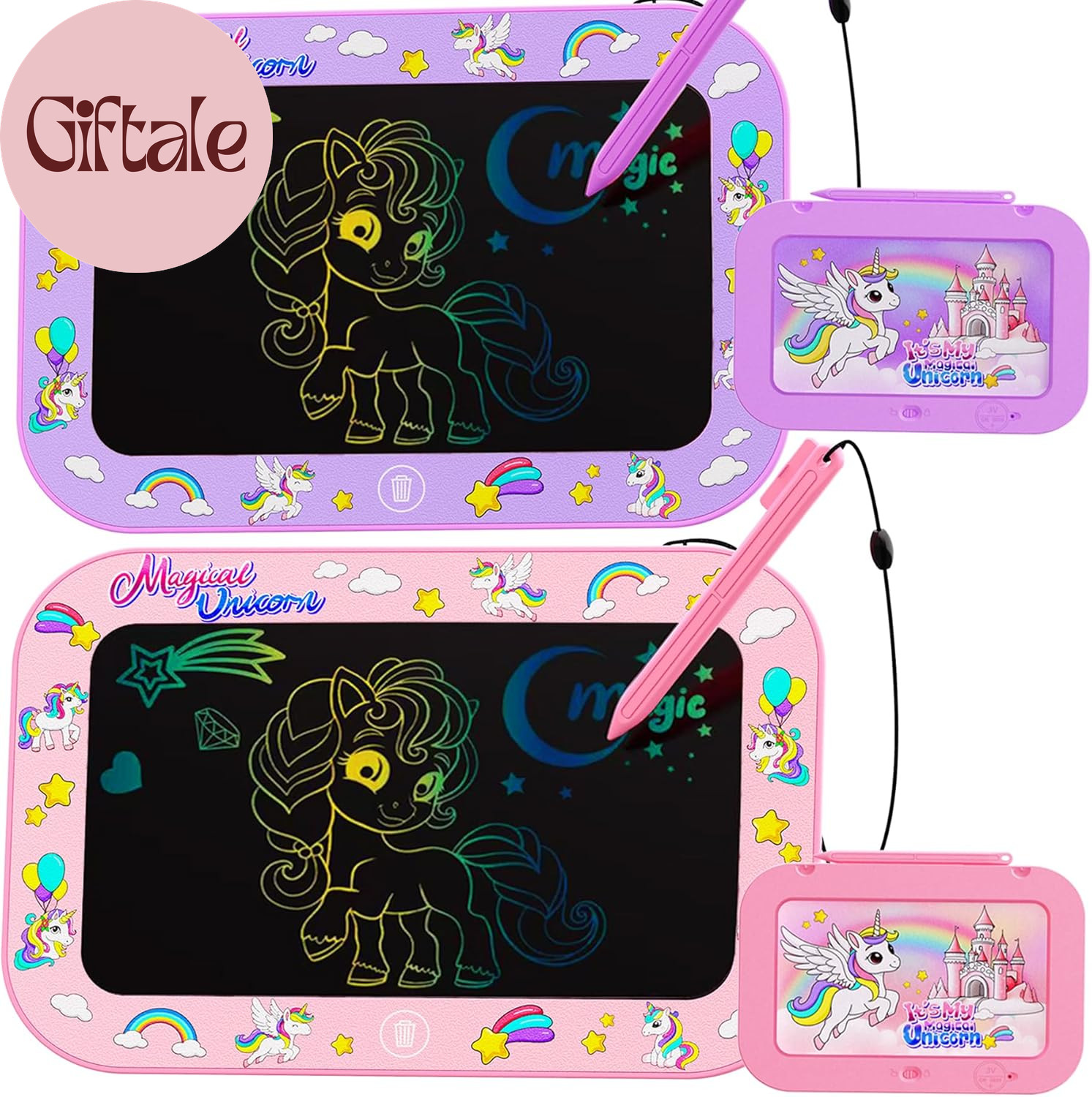 2 Pack LCD Writing Tablet for Kids,10Inch Colorful Reusable Electronic Toddler D