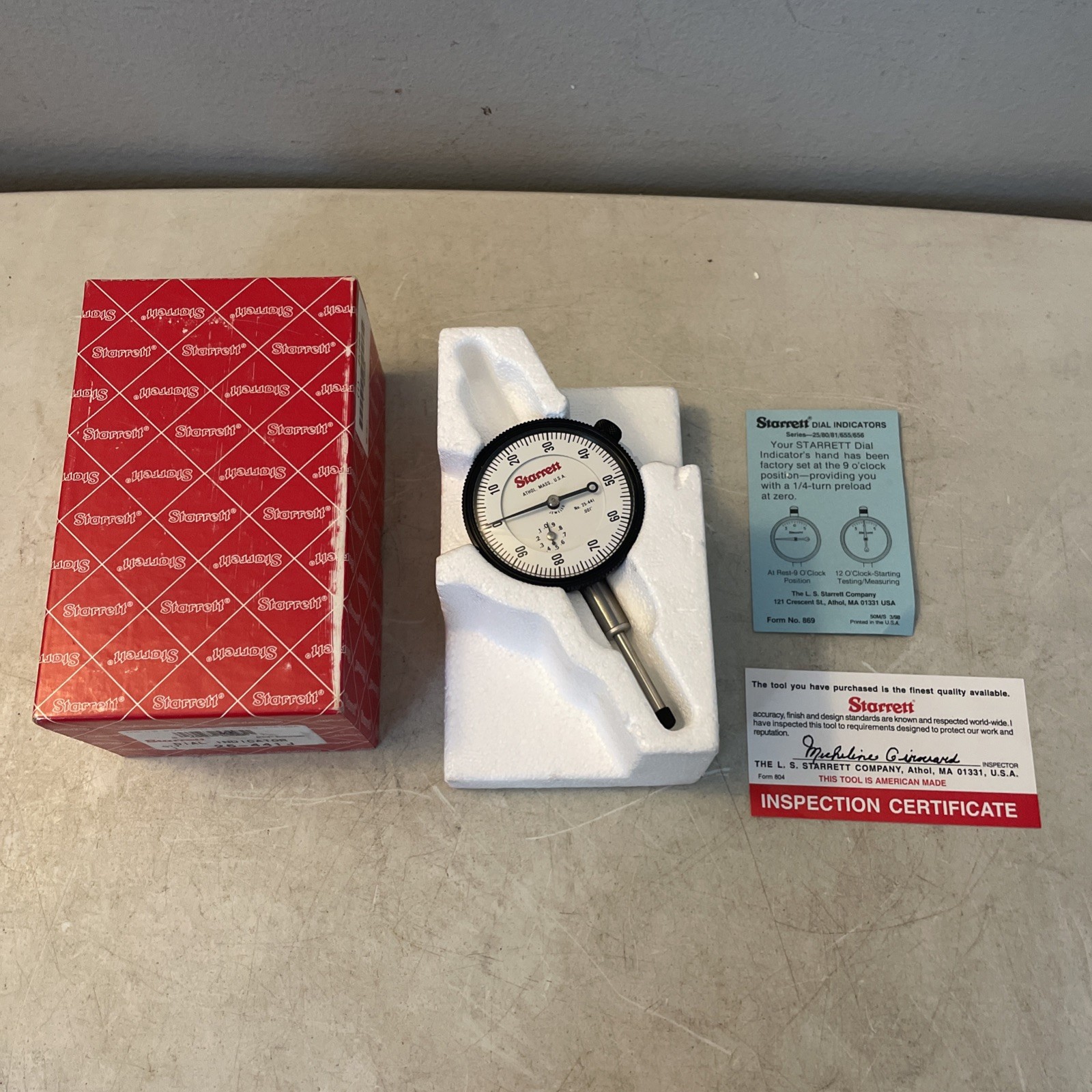 Starrett 25-441J Dial Indicator Precision Measuring Gauge MINT