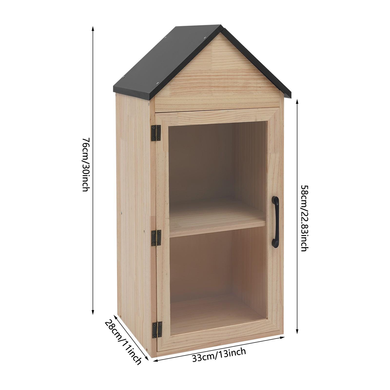 2-Tier Wooden Book Box Home Book Storage Box w/Door, Little Library Box Cabinet