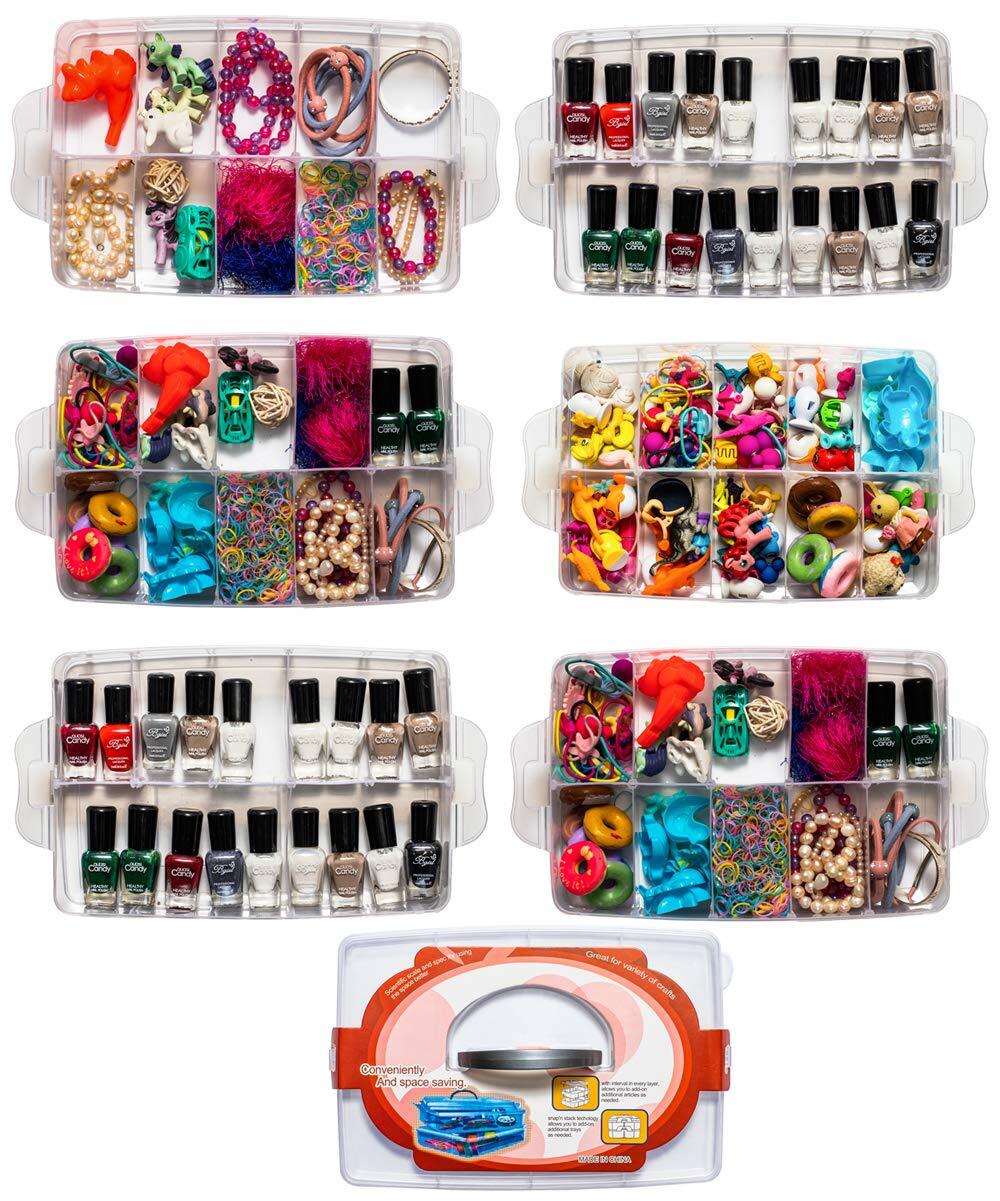 6-Tier Stackable Storage Box 60 Compartments for Crafts Toys Arts