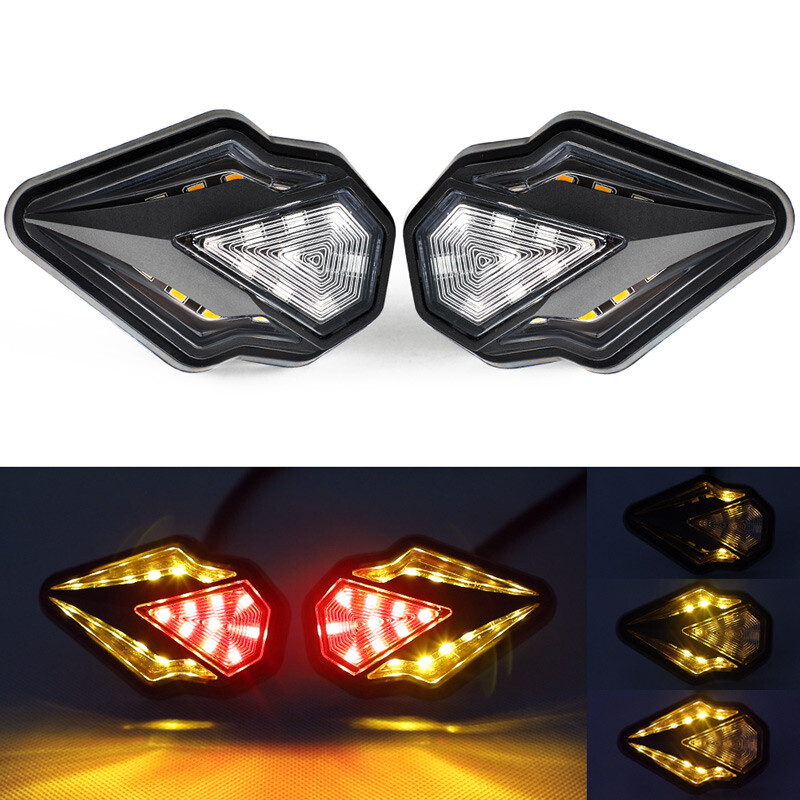 2x Motorcycle Flush Mount Turn Signal Indicator Blinker Red Amber LED Light DRL