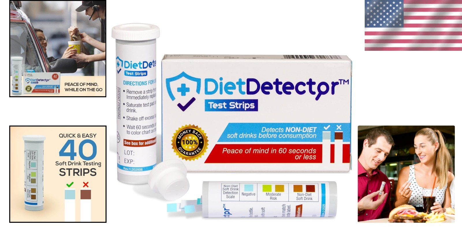 40 Disposable Diet Drink Testing Strips - Assure Sugar-Free Beverages Anywhere