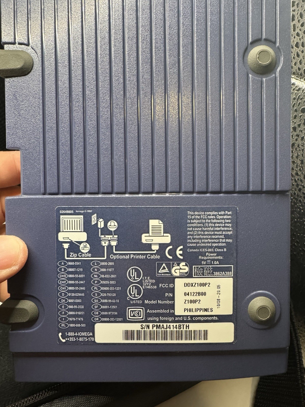 Iomega - 100MB External PC Zip Drive - Blue With Case And AC Adapter