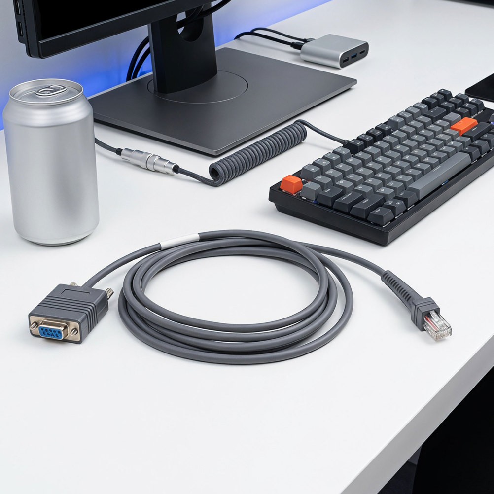 Reusable Grey Barcode Scanner Cable for Pos Systems Straight Cable