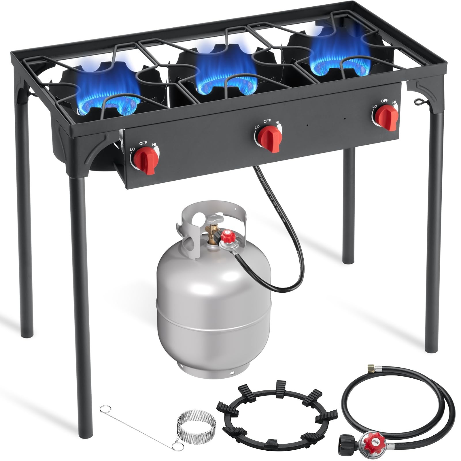 SKOK 3 Burner Propane Stove - Portable Camping Stove with 225,000 High Effici...