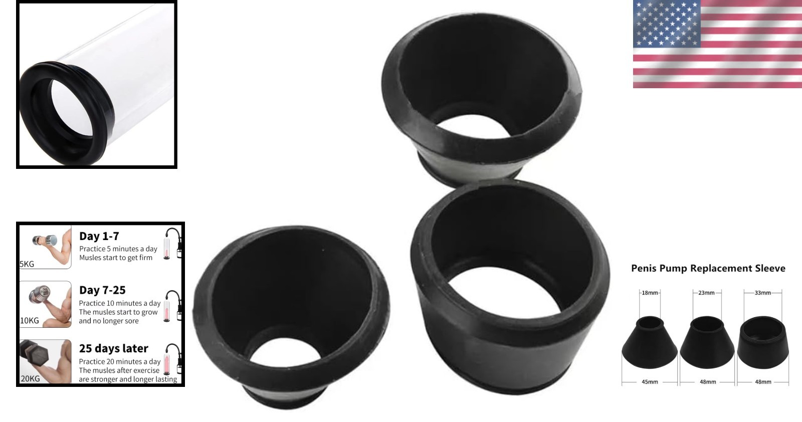 Universal Penis Pump Sleeves - Durable Silicone for Bigger, Stronger Erections