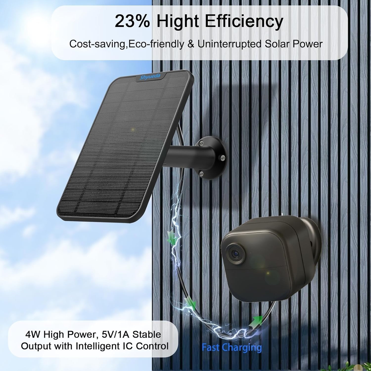 4W High Efficiency Solar Panel for Blink Cameras with Waterproof Cable & Mounts