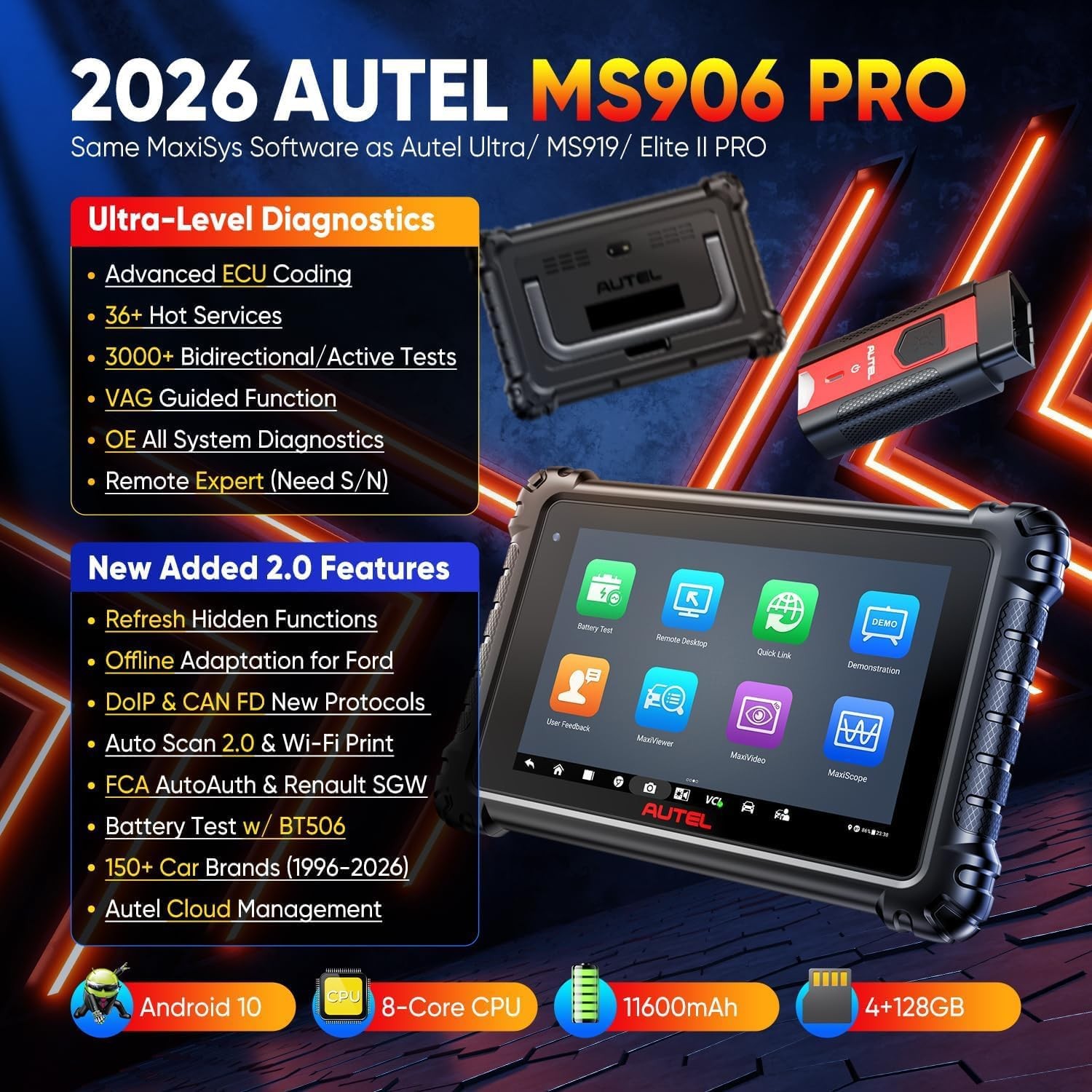 2026 Autel MaxiSYS MS906 Pro ECU Coding Full System Diagnostic Scanner MK906 PRO