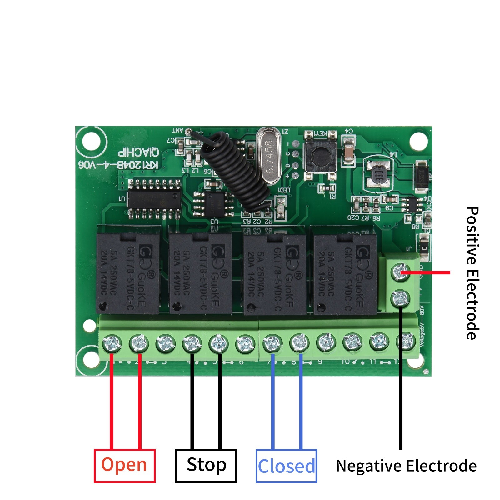 DC 6-30v 4-Channel Wireless RF Remote Control Relay Switch With 2 Receiver
