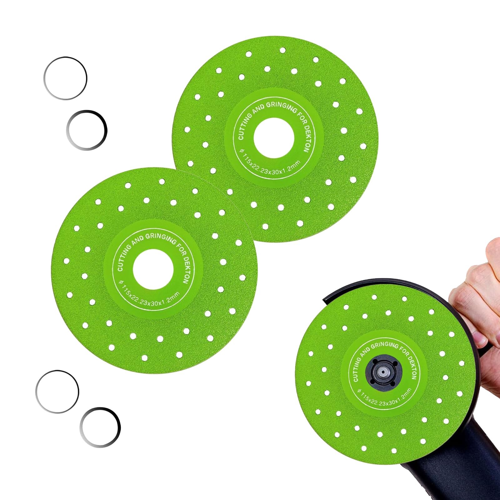 2Pcs 41/2'' Rock Slab Grinding Disc, 1.2'' Diamond Ultra Width Tile Blade 7/8...