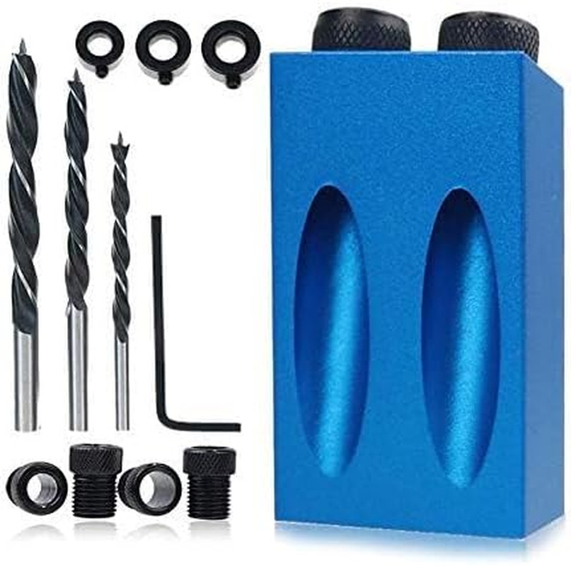 14Pcs Pocket Hole Jig Kit, 15 Degree Woodworking Inclined Hole Jig with 6/8/10Mm
