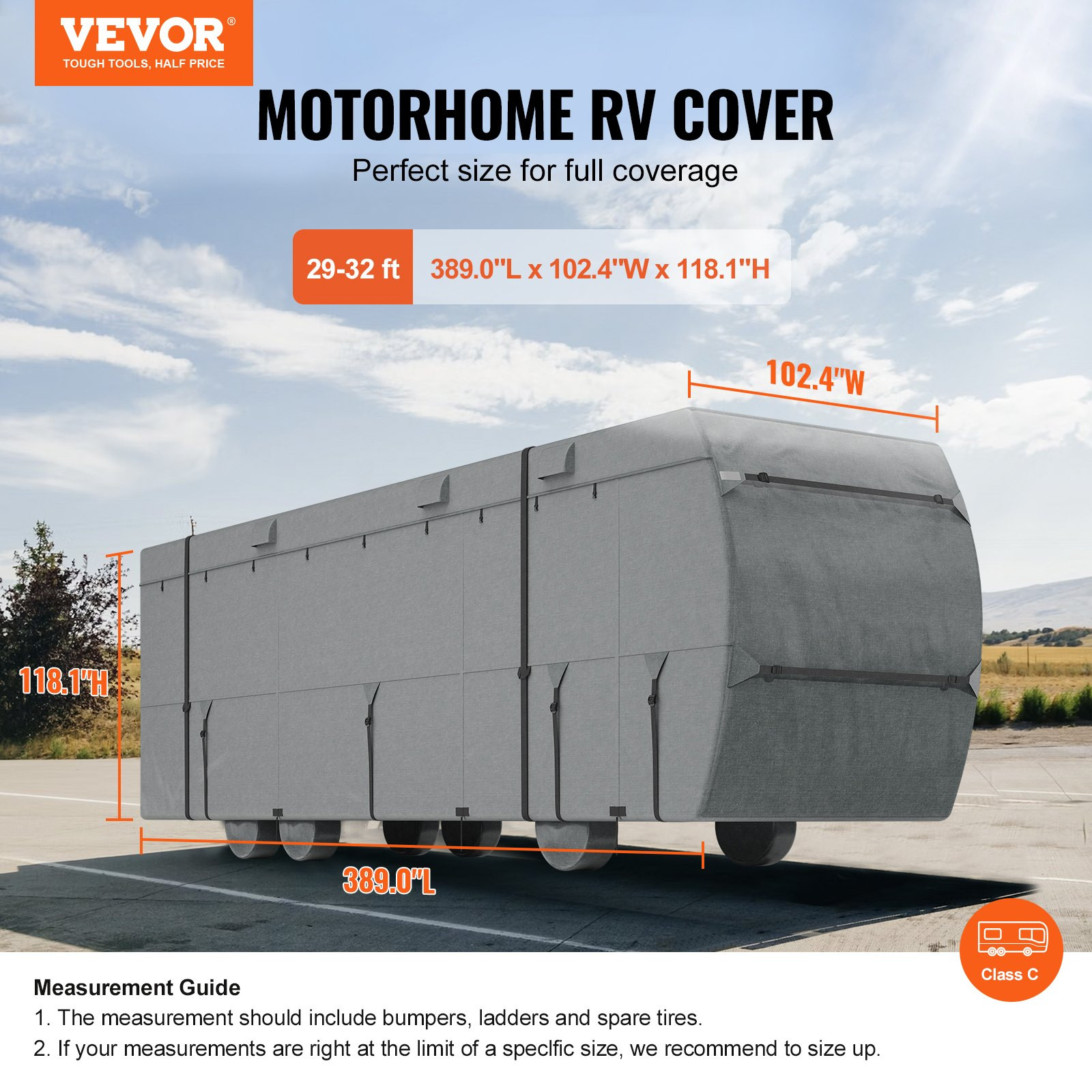 Class C RV Cover Motorhome Cover 29-32 ft Oxford Fabric Motorhome RV Cover