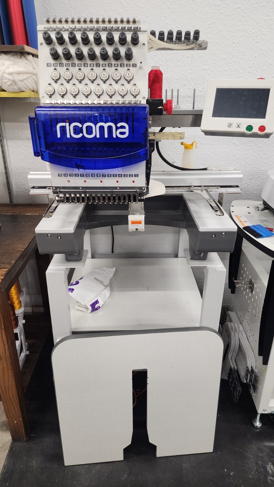 Ricoma TC-1501 Industrial Embroidery Machine with Accessories and Extras Used