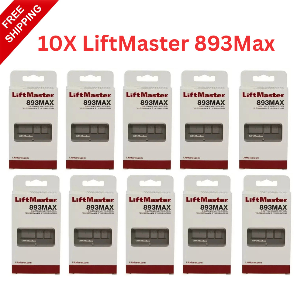 LiftMaster 893MAX 3-Button Visor Garage Door Opener Remote Control – Pack of 10
