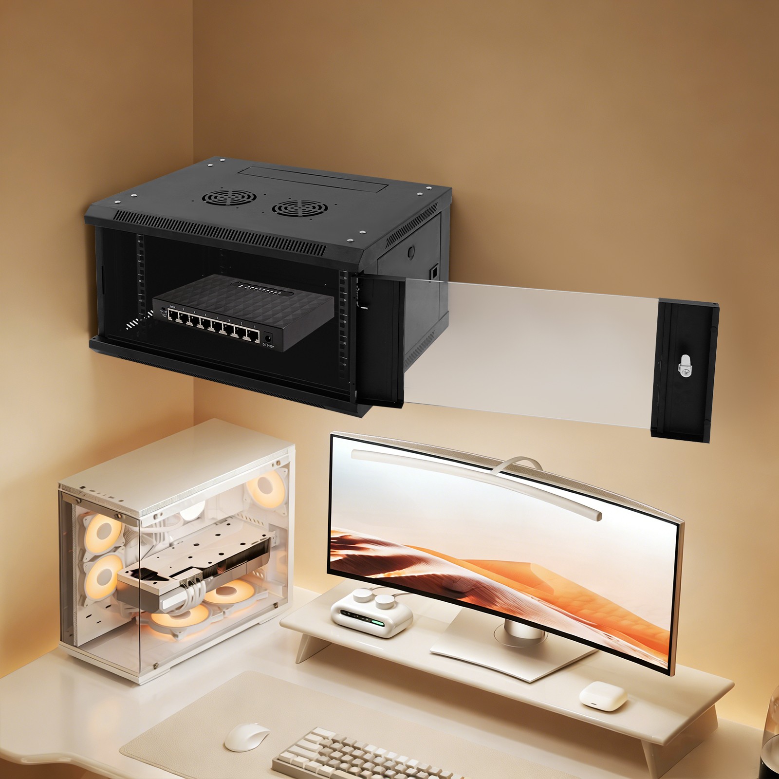 Wall Mount Lockable Network Server Cabinet IP20 Steel Data Equipment Enclosure
