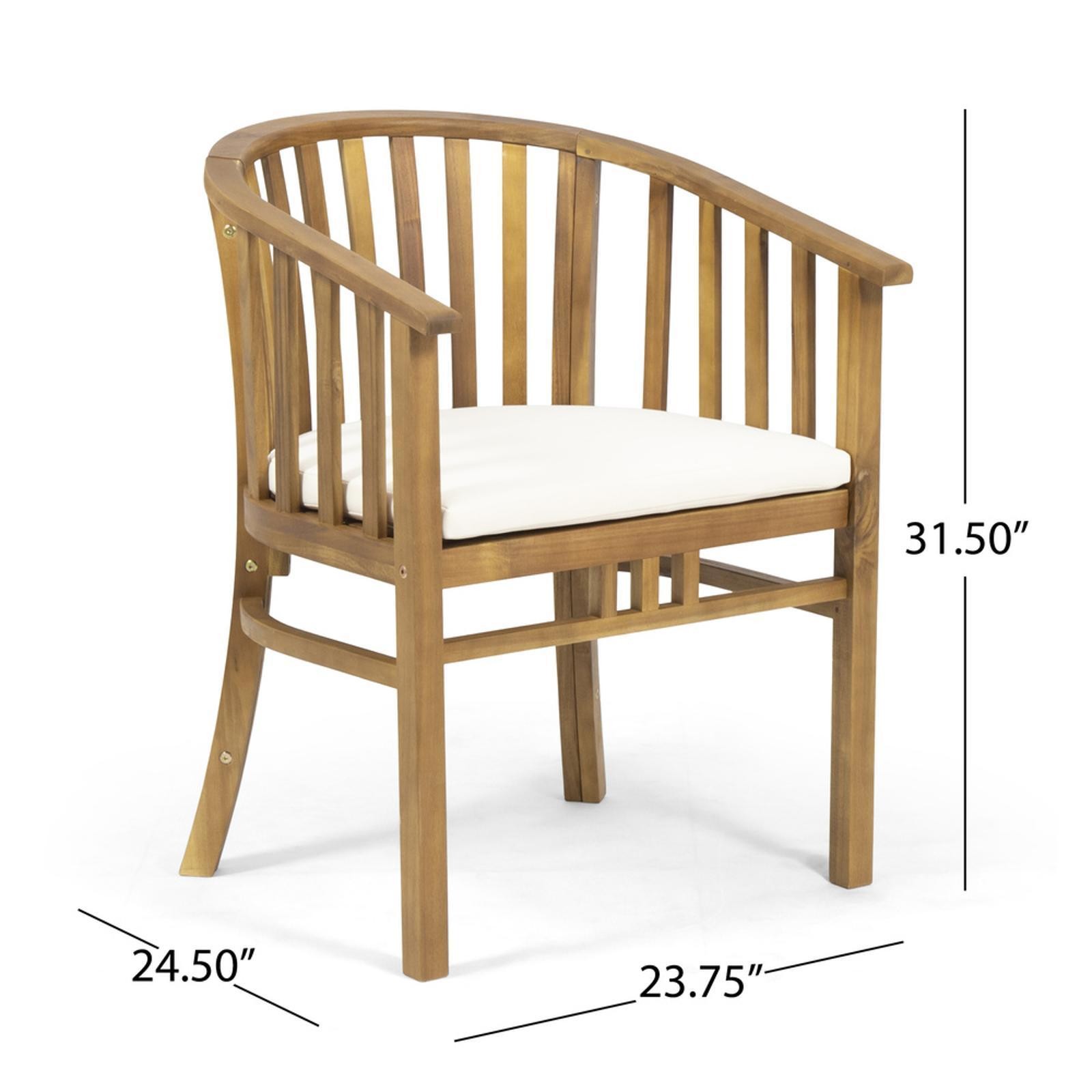 Outdoor Dining Chair, Acacia Wood Frame with Water-Resistant Cushions and Open