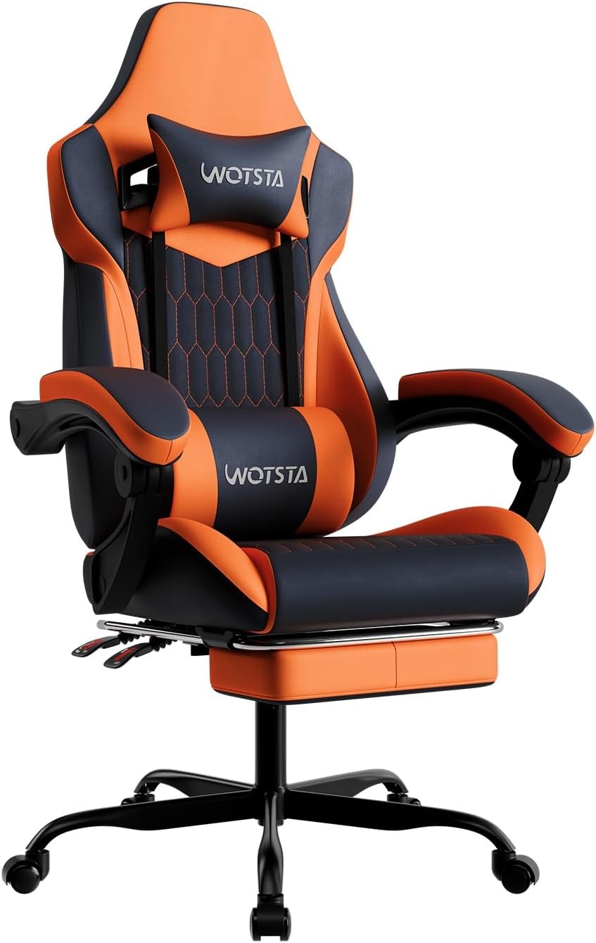 Gaming Chair W/ Footrest High Back Gaming Chairs PVC Leather Ergonomic Gamer