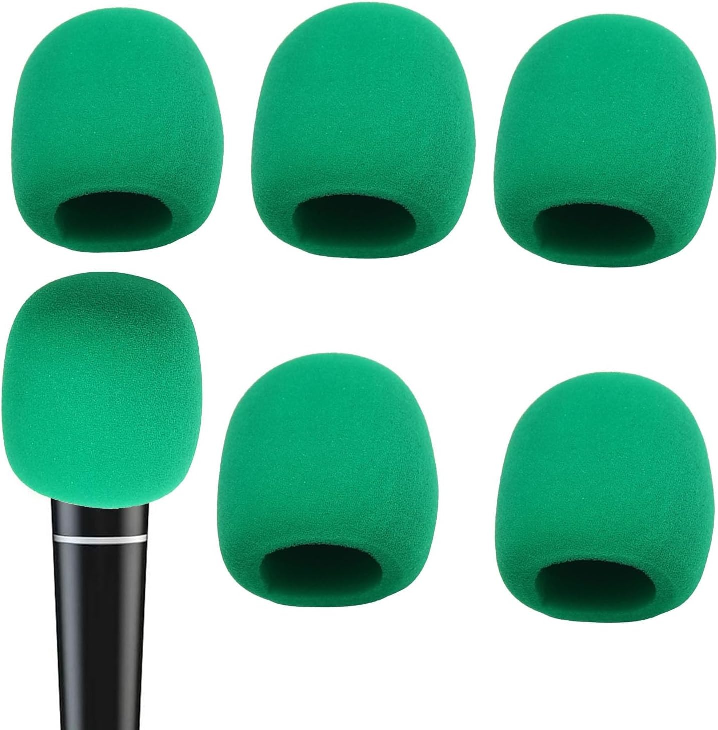 6 PCS Green Thicken Ball-Type Sponge Foam Mic Cover Handheld Microphone