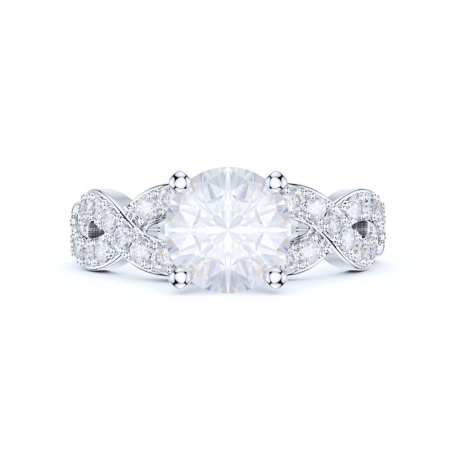 Sterling Silver Fancy Split Intersecting Infinity 1.5CT Simulated Round Diamo...