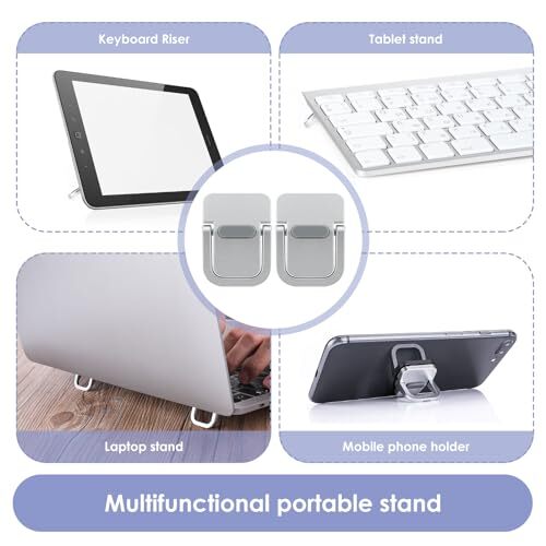 Giantree 2 Pcs Mini Computer Keyboard Stand for Desk, Portable Keyboard Silver