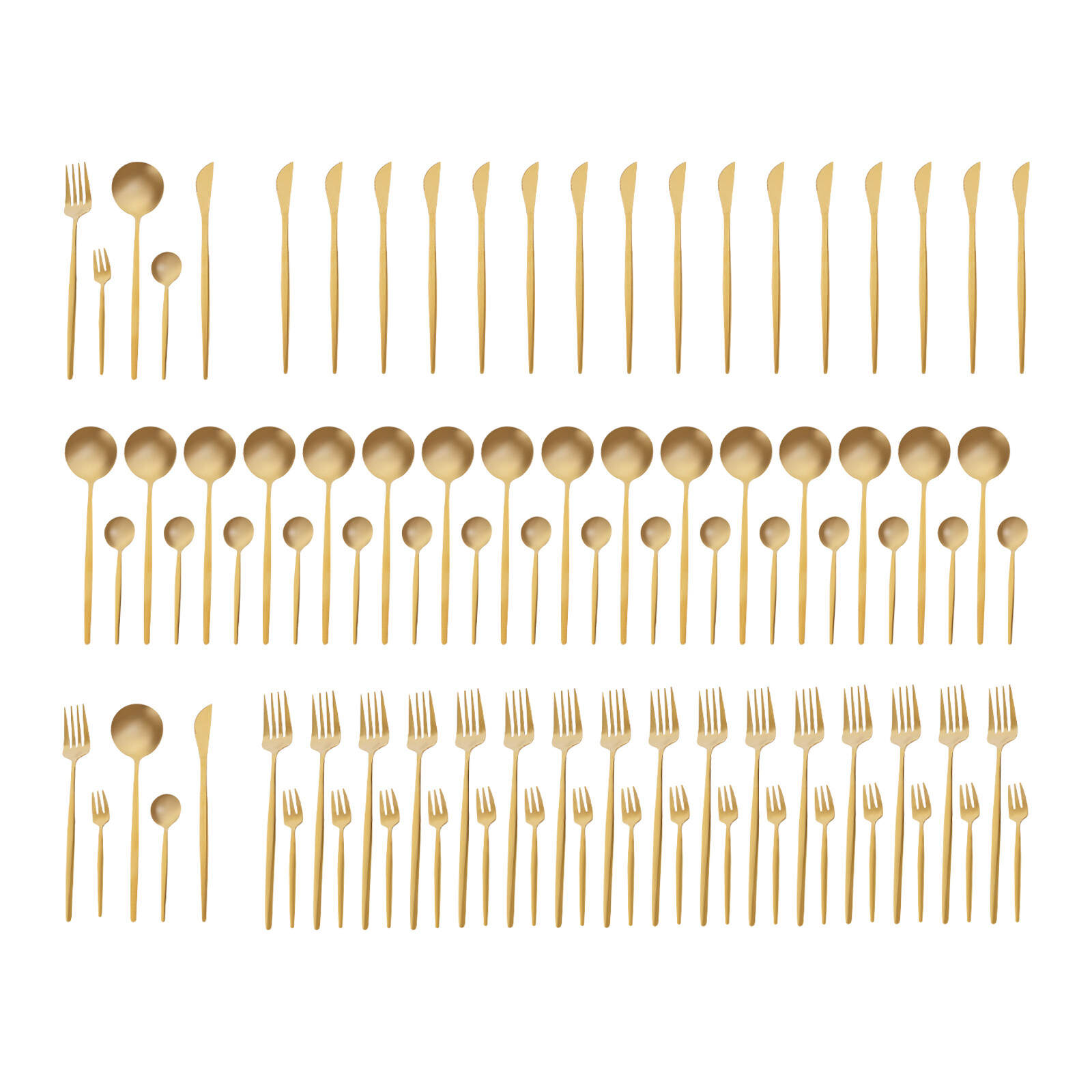 90 Pieces Gold Silverware Set Modern Stainless Steel Flatware Set Service For 18