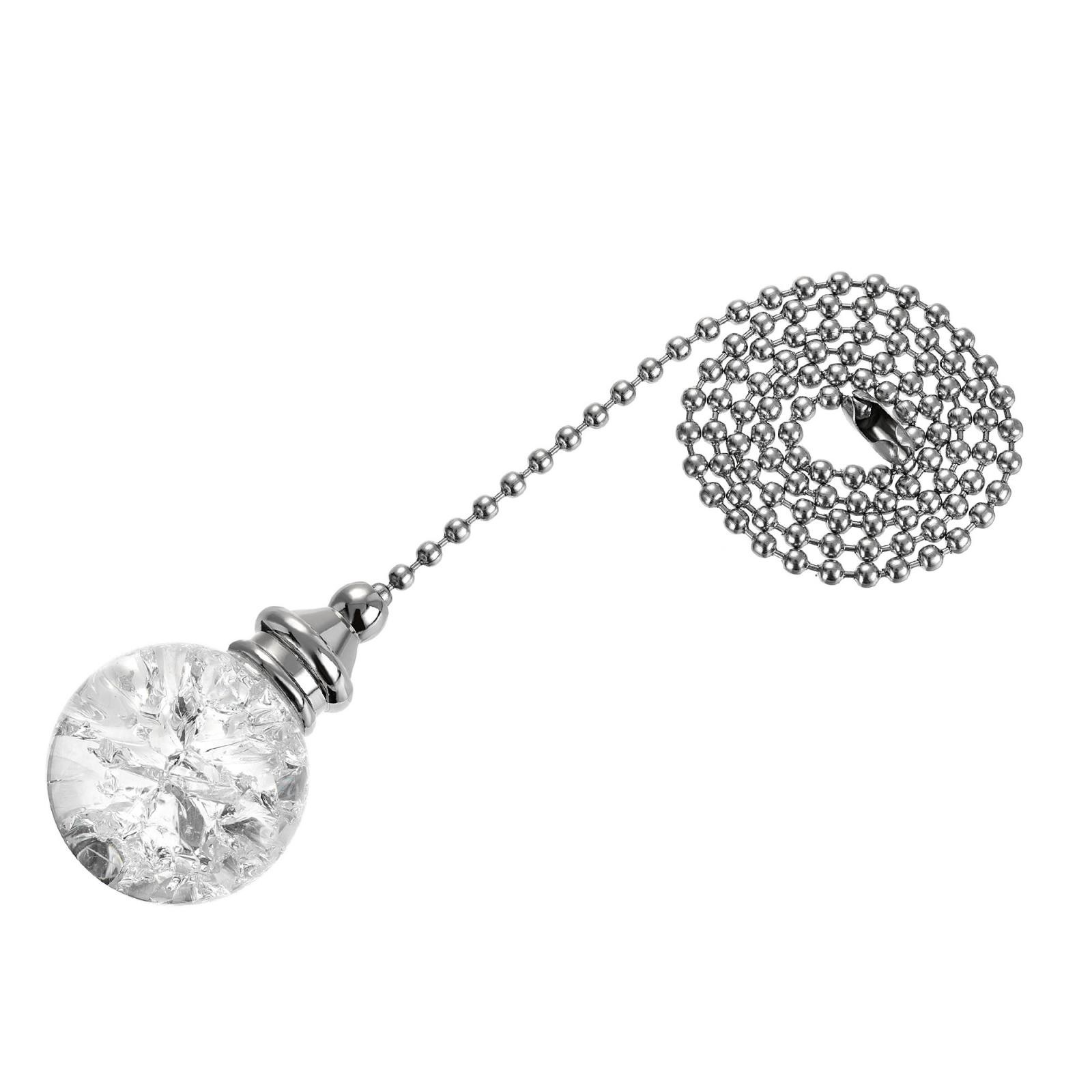 20 Inch Ceiling Fan Pull Chain Extension 30mm Ice Cracked Crystal Ball Clear