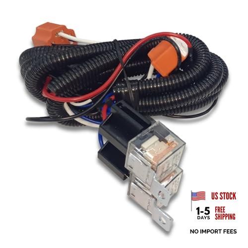 H4 Headlight Relay Harness Kit, 2-Headlight Wiring Harness and Ceramic Socket