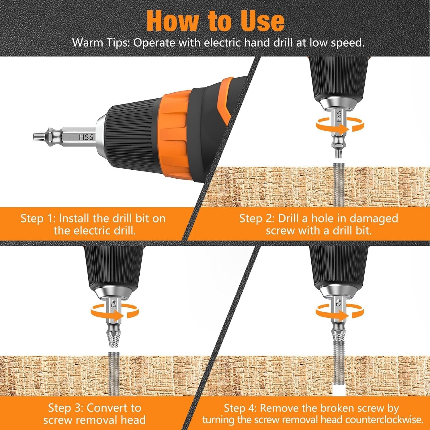 Compact 6 PCS Extractor Tool Set - High-Speed Steel Remover for Damaged Screws