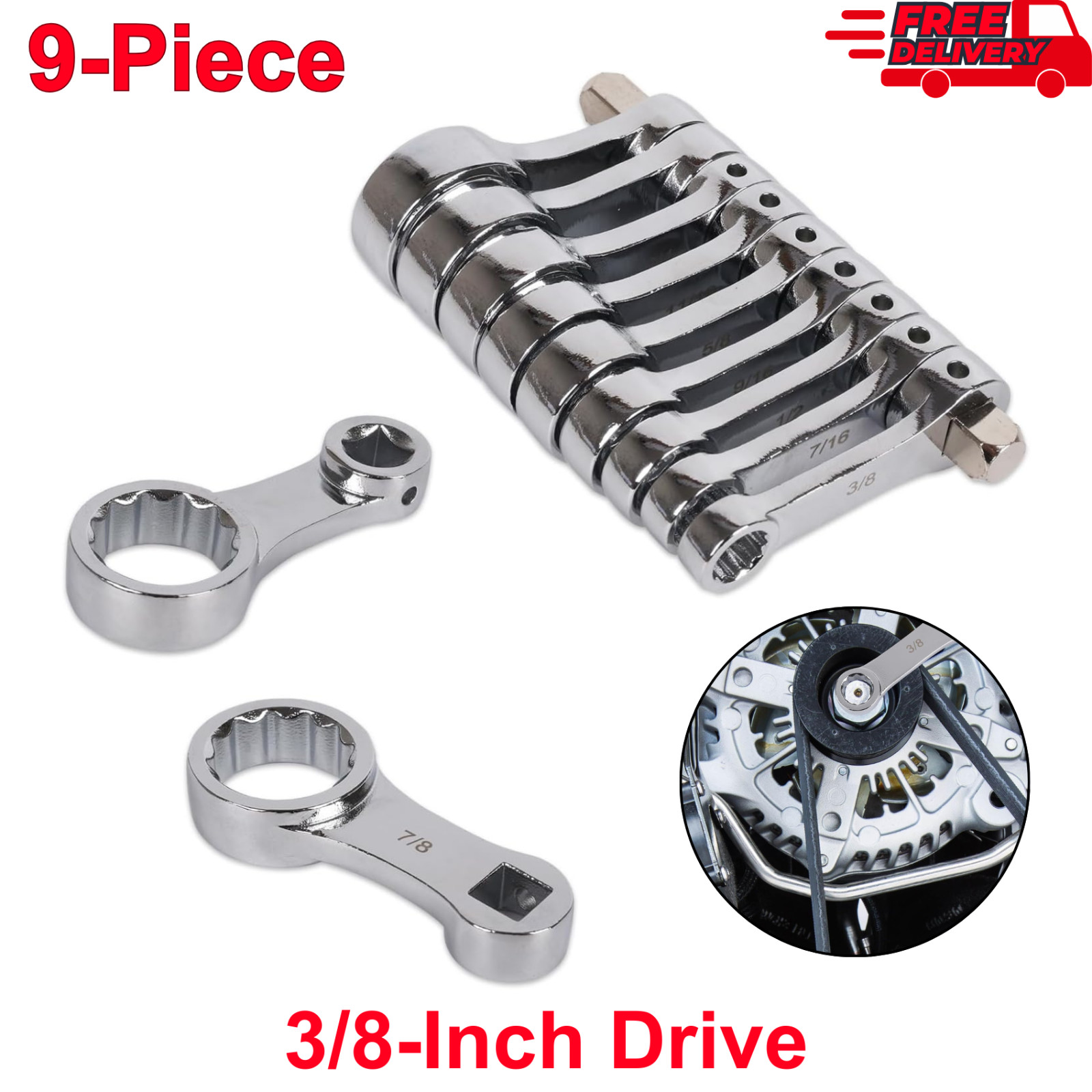 3/8 in. Drive Torque Adapter Set, 12-Point Box End, SAE, 9-Piece, Extension Set