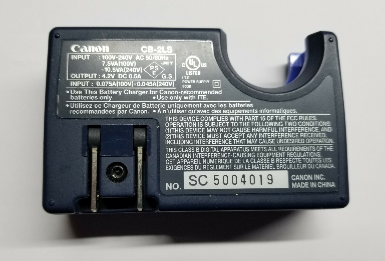 Canon CB-2LS battery charge+Battery CH01 +Software (Version 17.1-Windows and Mac