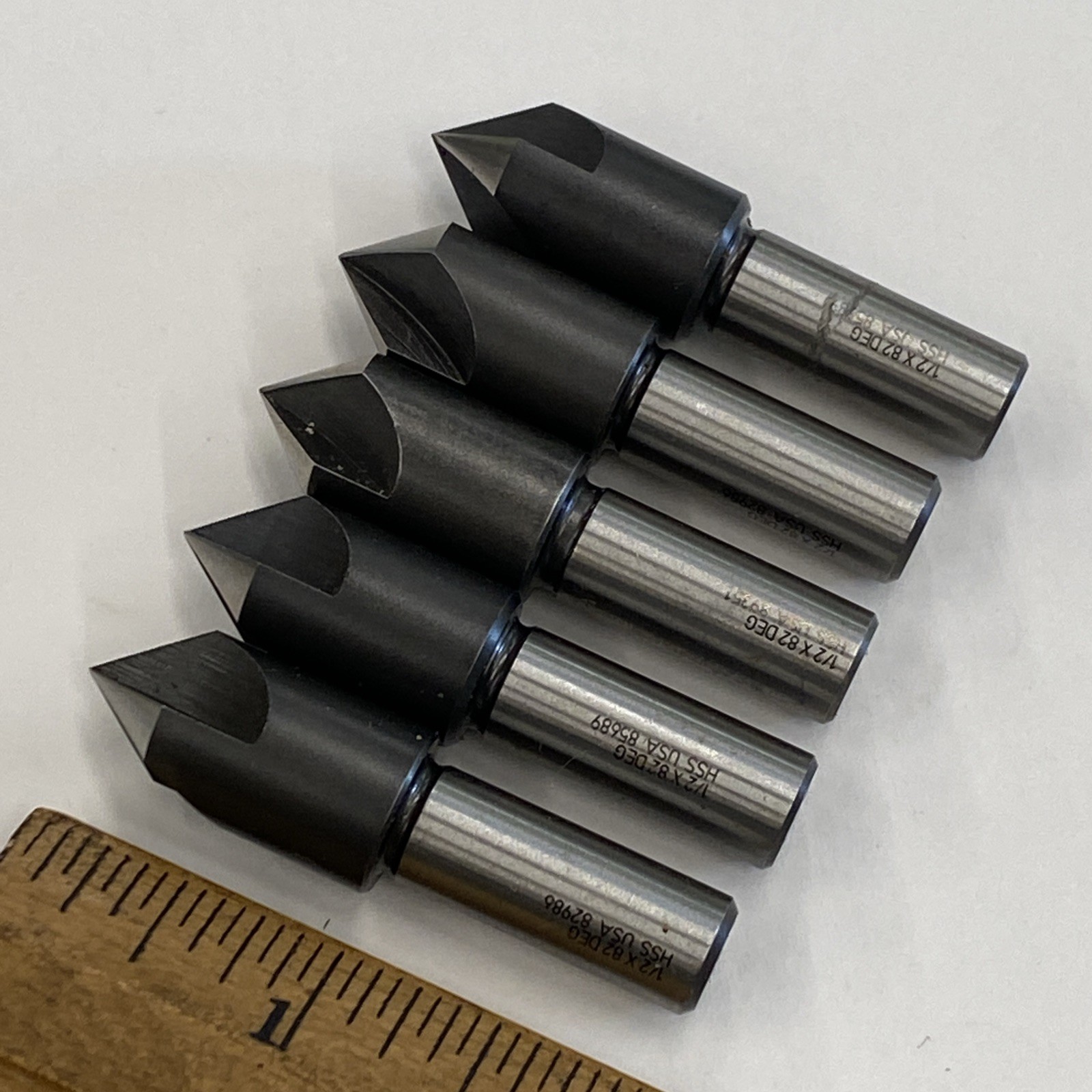 Lot of 5 New 1/2" Three Flute Countersink 82°, 3/8" Shaft, Made in USA! M0942