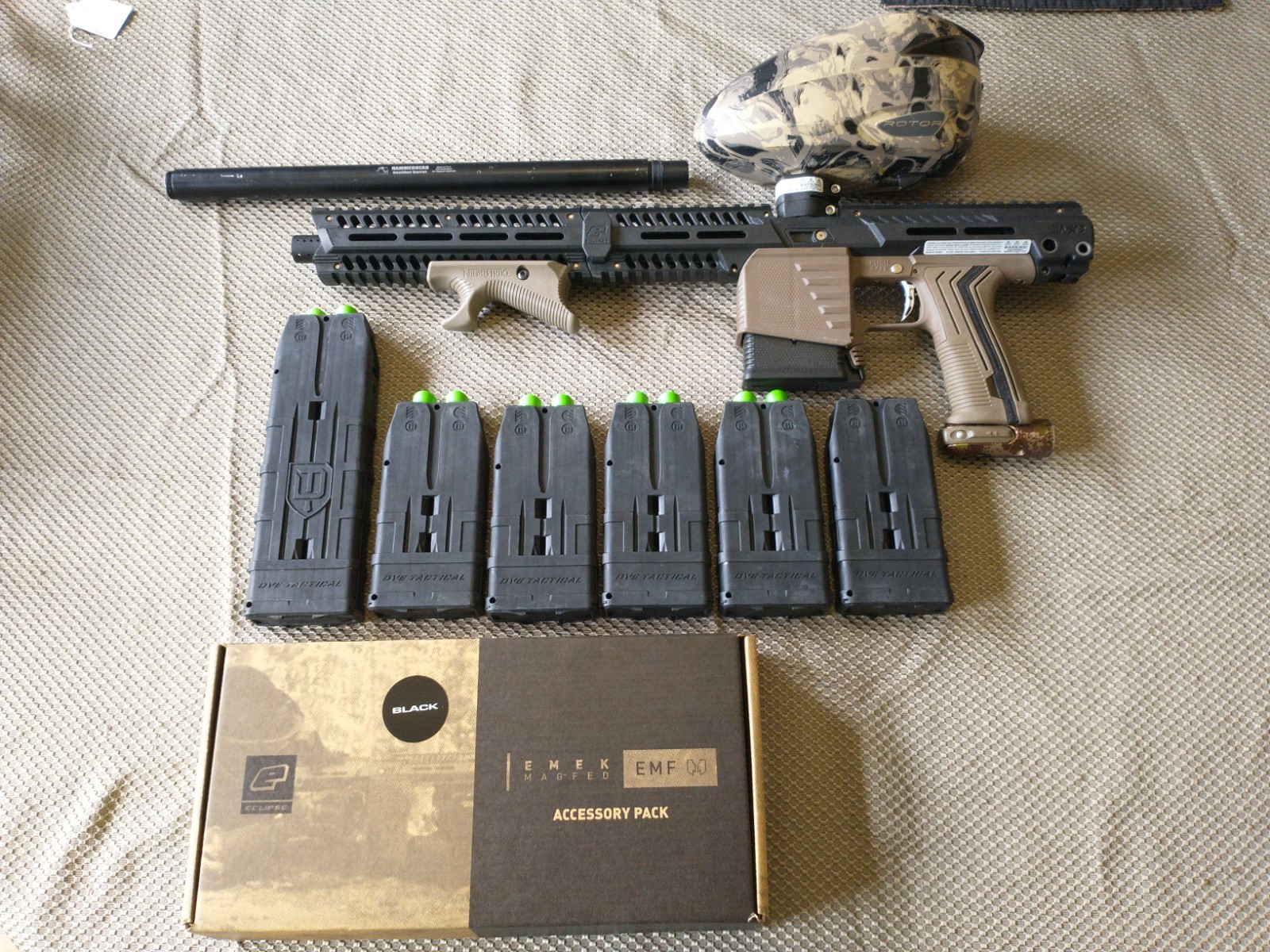 Planet Eclipse MG100 EMF 100 Magfed w/Dye Rotor Paintball Marker Gun w/5 Mags