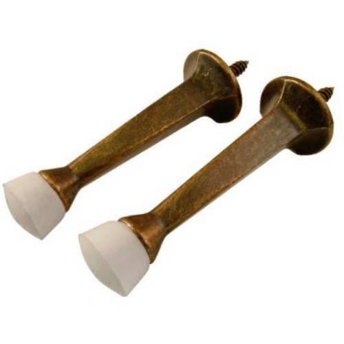 (2-Pack) Rigid Door Stops, Antique Brass, 2.75" Projection, Hickory PBH0250