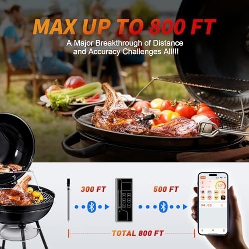 🔥Paneceia Wireless Digital Meat Thermometer 800FT Long Range Bluetooth Cooking