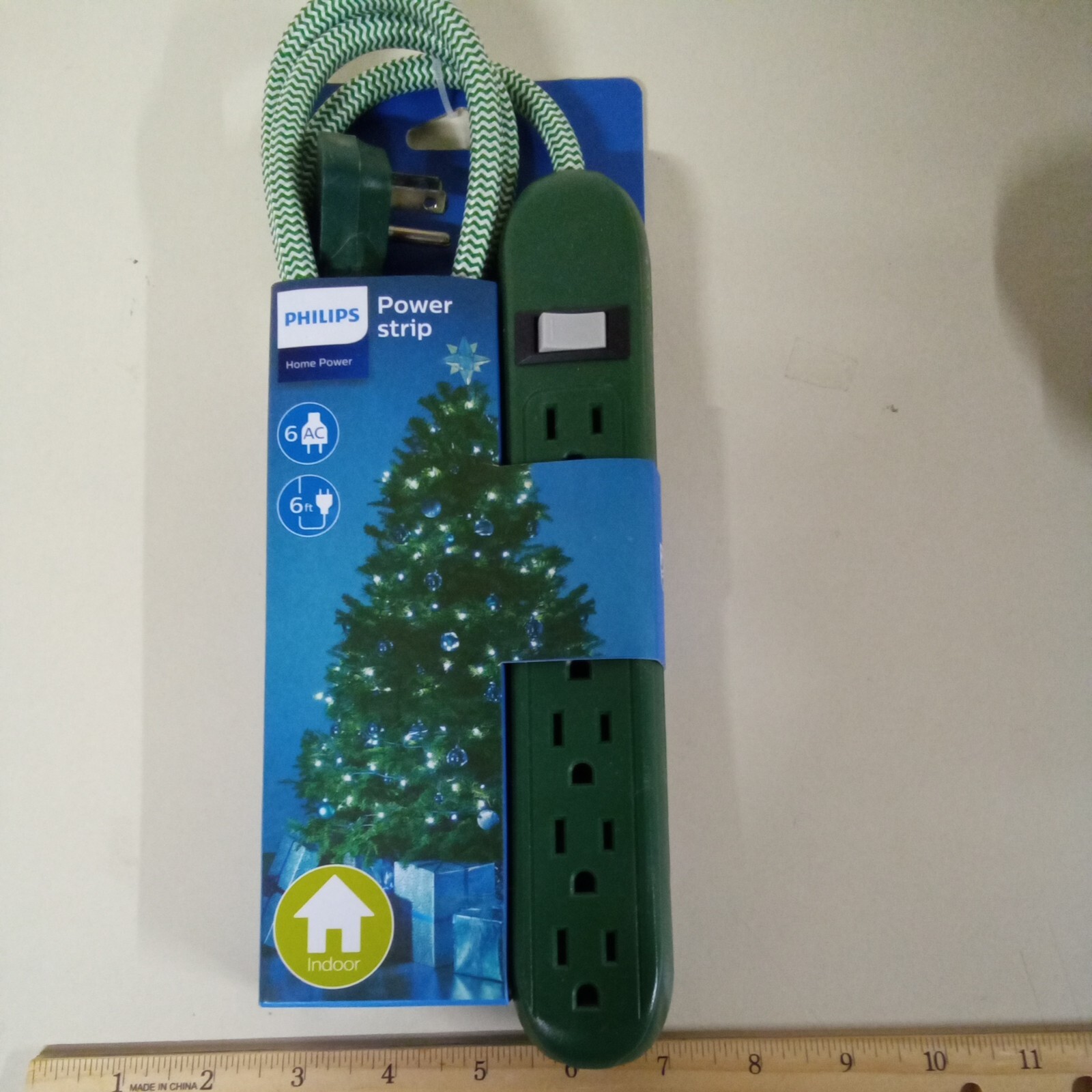 Philips Accessories 6 Outlet Power Strip, Designer Braided Power Cord, 6 Ft