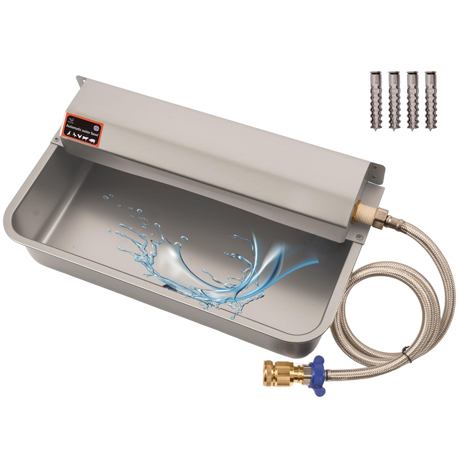 Automatic Dog Water Dispenser with Drain Hole, 304 Stainless Steel Auto Water...