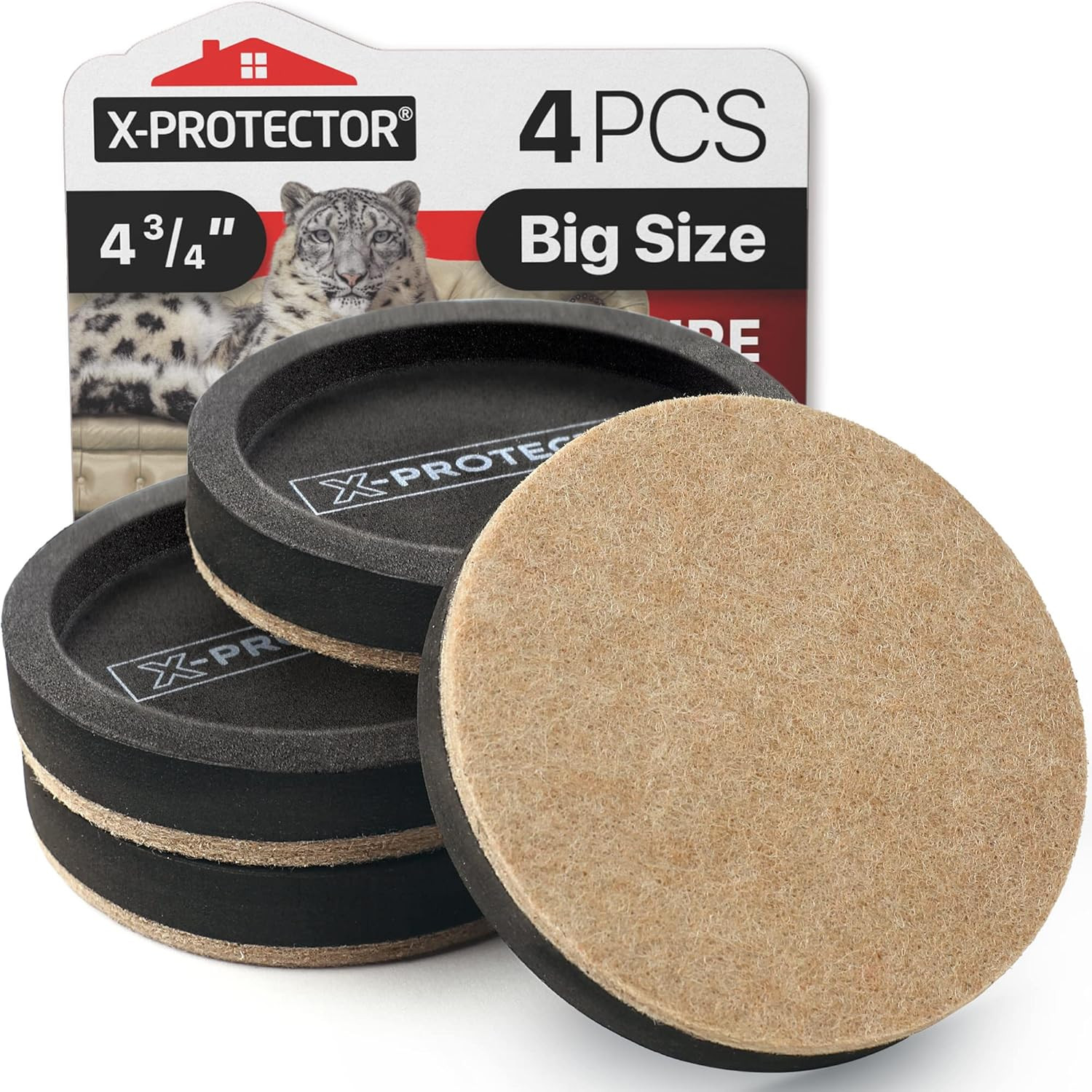 Felt Furniture Sliders for Hardwood Floors  4 PCS 4 3/4” - Furniture Slider with