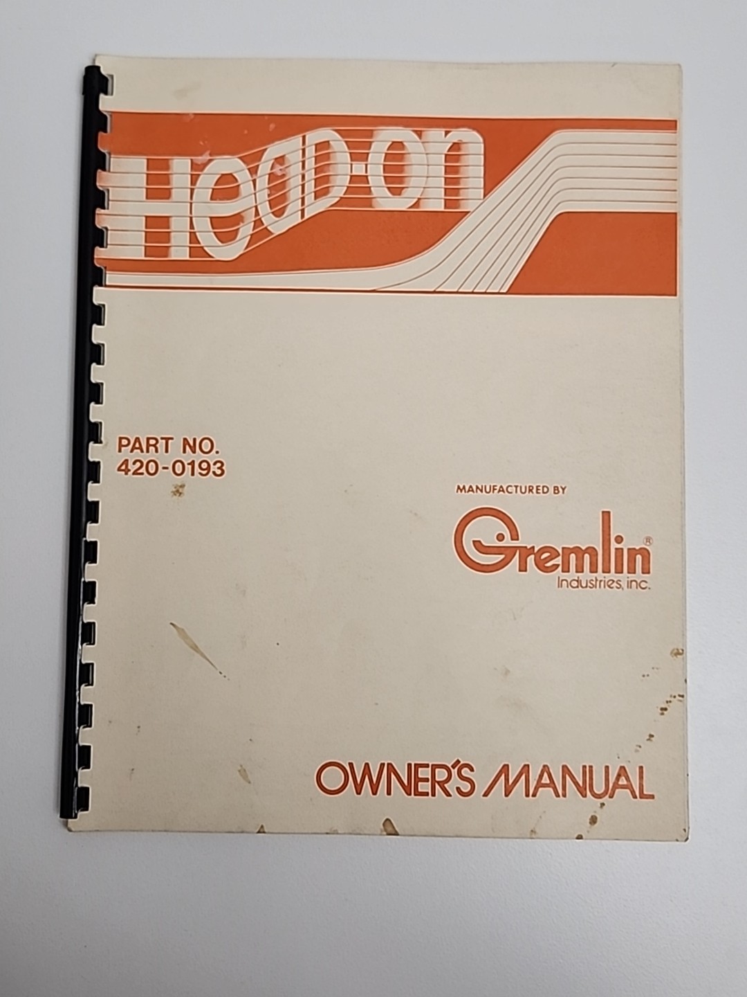 Head On Arcade Owner's Manual Gremlin 1979 Original