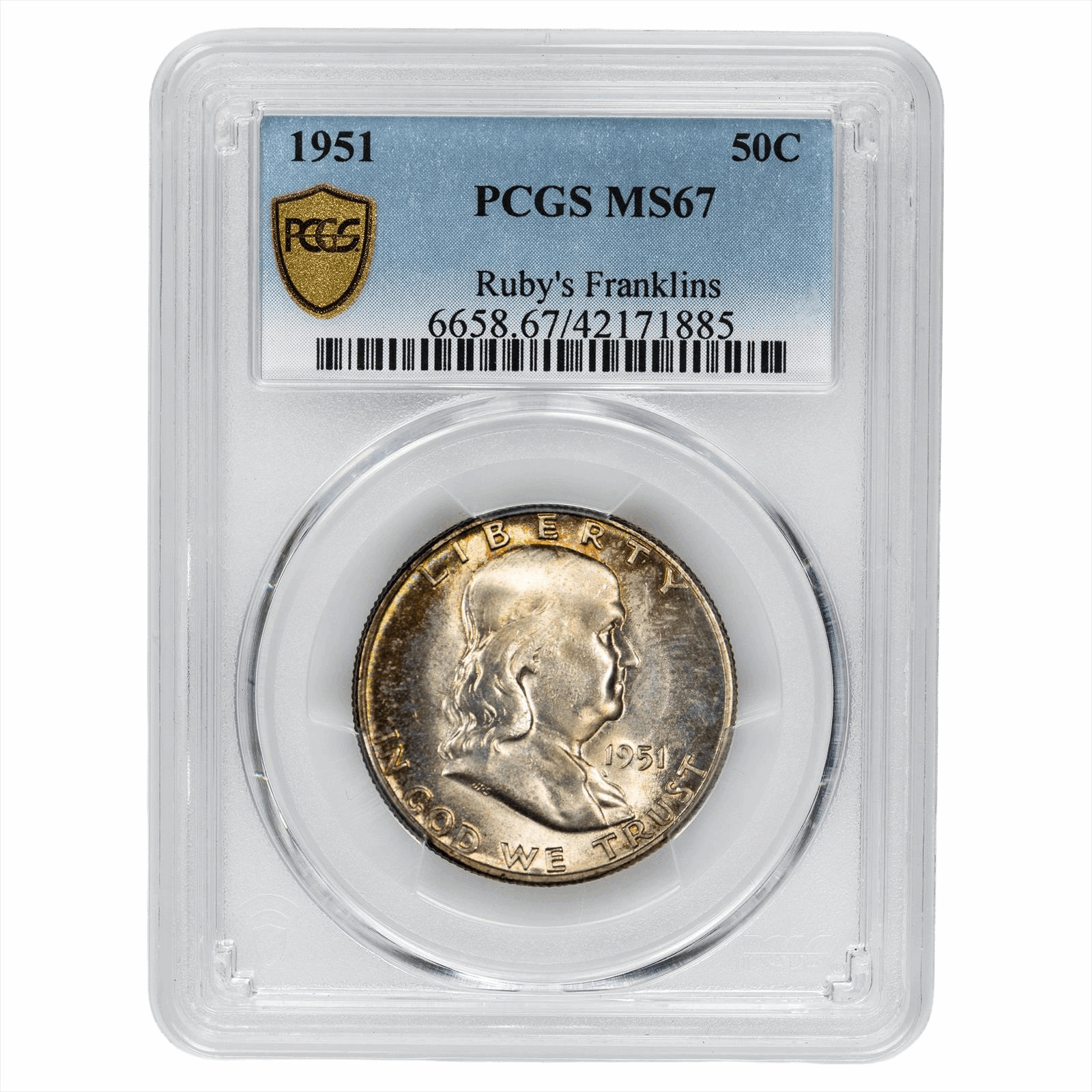 1951 Franklin Half Dollar 50C PCGS MS 67