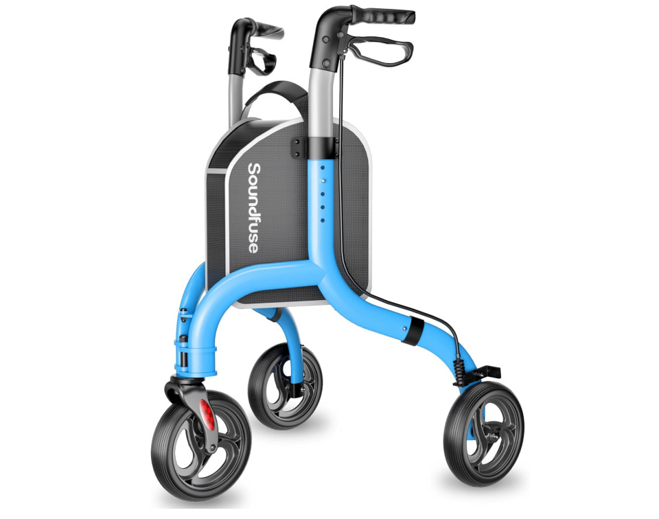 SOUNDFUSE 3 Wheel Walker - Lightweight Foldable Aluminum Rollator - Blue