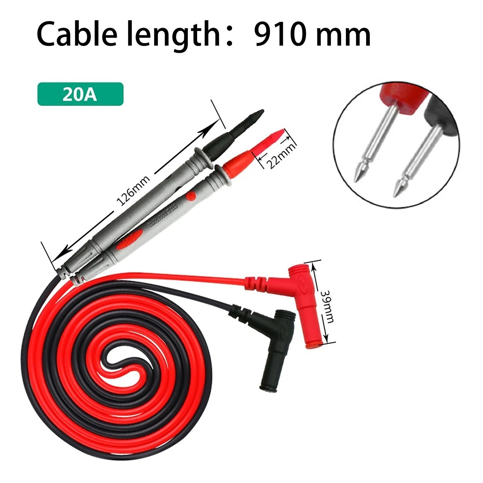 20A 1000V Multimeter Test Leads – Ultra-Fine Needle Probes for Digital Meters
