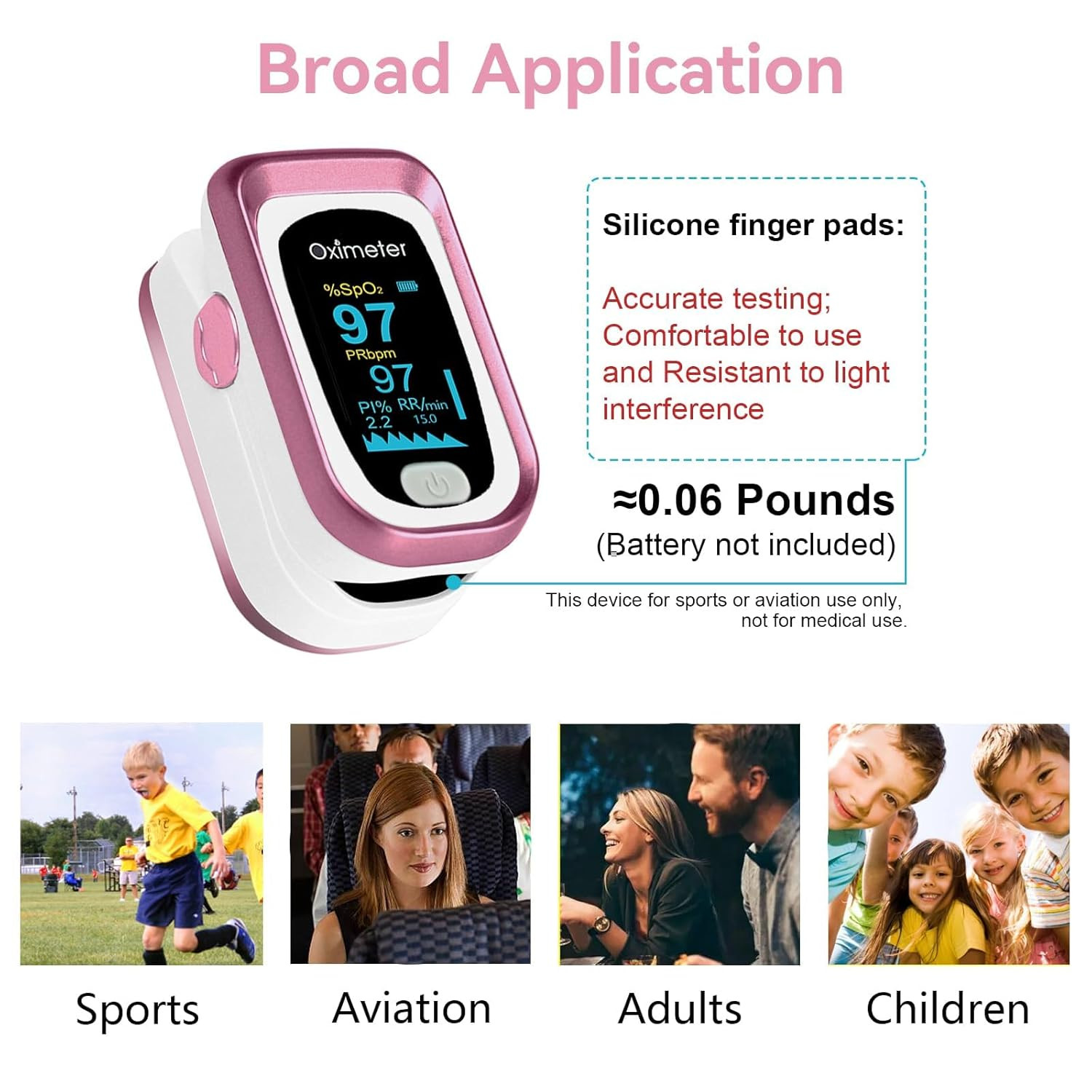 Pulse Oximeter Fingertip, 4 Data Oximeter with Respiration, Pulse Oximeter with