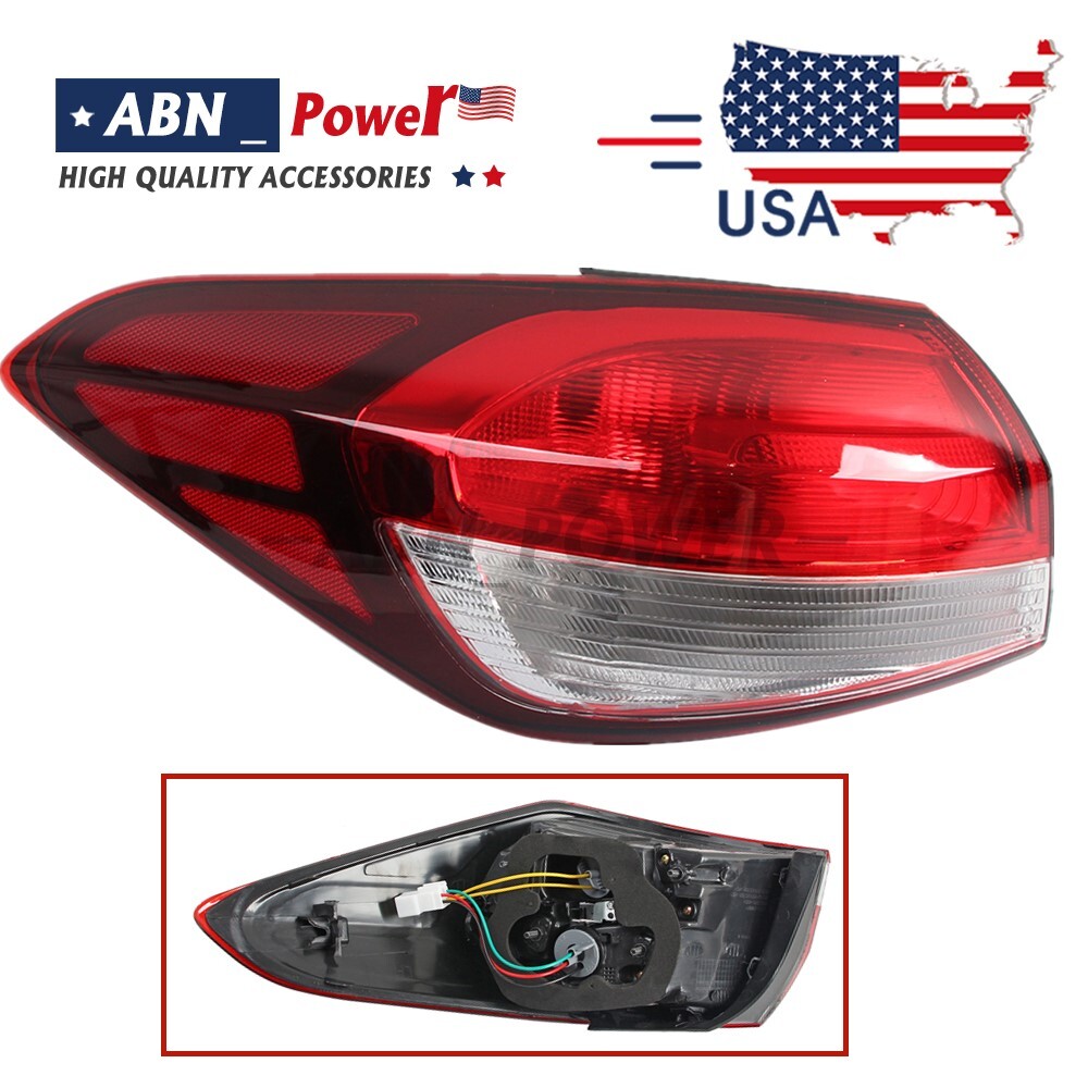 Left Side Tail Light For 2017-2018 Kia Forte Outer Side Clear/Red Halogen LH